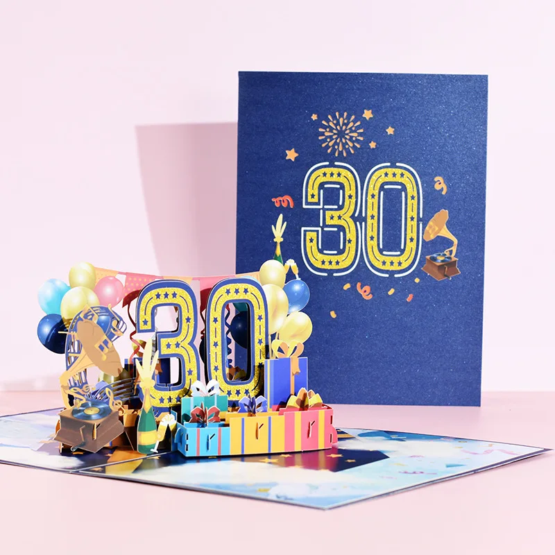 Goods in Stock Wholesale Pop Up 3D Cards Happy Birthday Pop-up Christmas Greeting Card with Note Thank You Card and Envelope