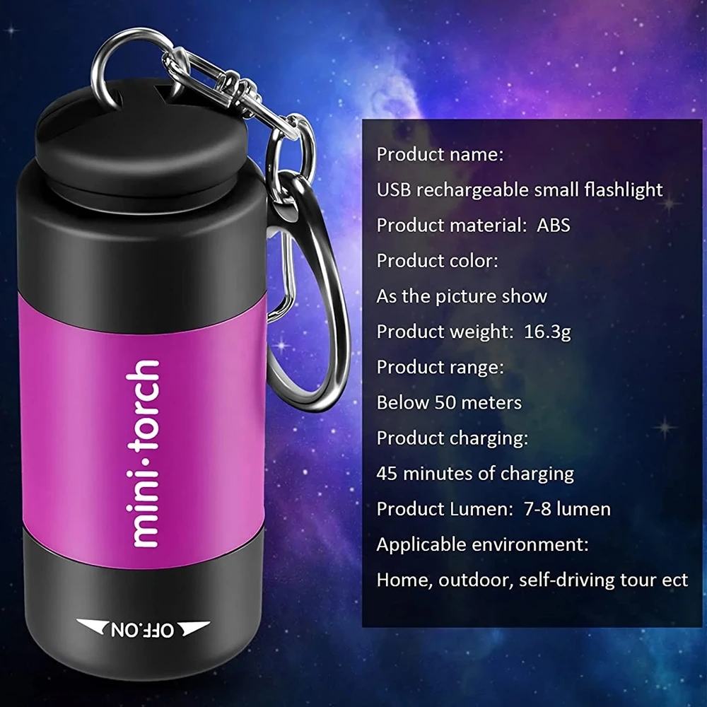 Wholesale USB Rechargeable Pocket LED Torch Self Defense Alarm Bulk Mini Keychain Flashlight