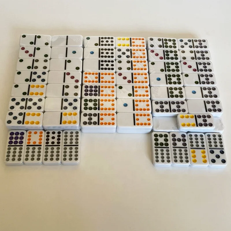 Double 6 Dominoes Colored Dots Set Fun Family Friendly Dominoes Game Includes 28 Tiles Tin Ideal for 2-4 Players Ages 8 for Kids