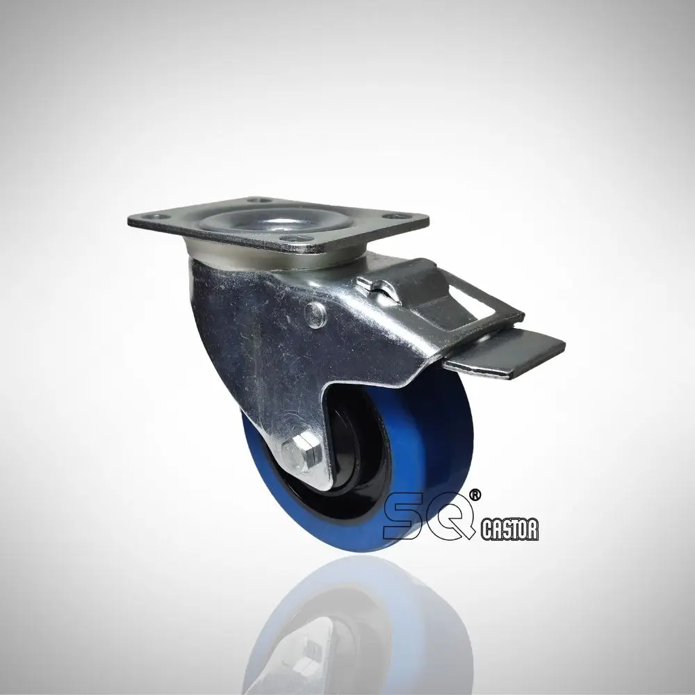 Industrial Top Plate Swivel Castors With Steel Core Black Rubber Wheel 4 Inch