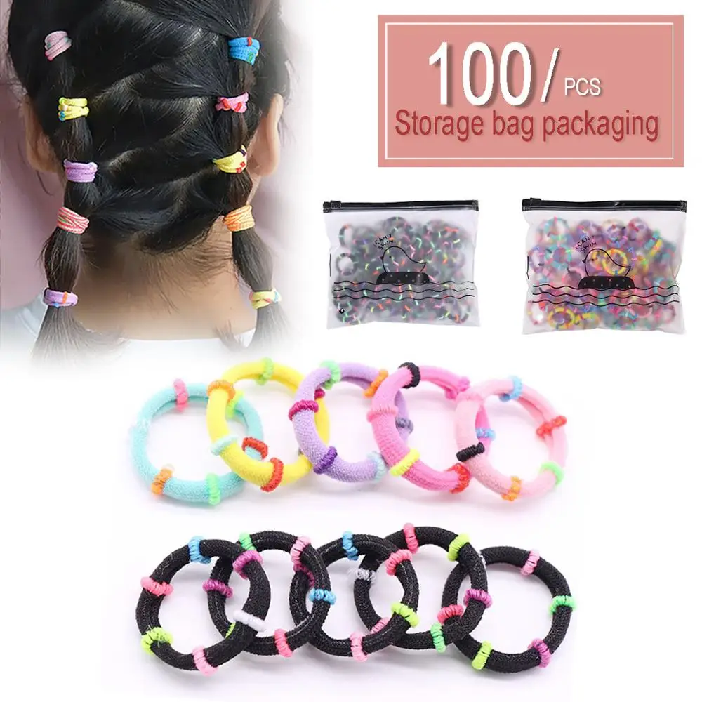 VRIUA 100 pcs/lot Kids Elastic Hair Bands Girls Children Hair Accessories Scrunchy Headbands Rubber Band Hair Rope