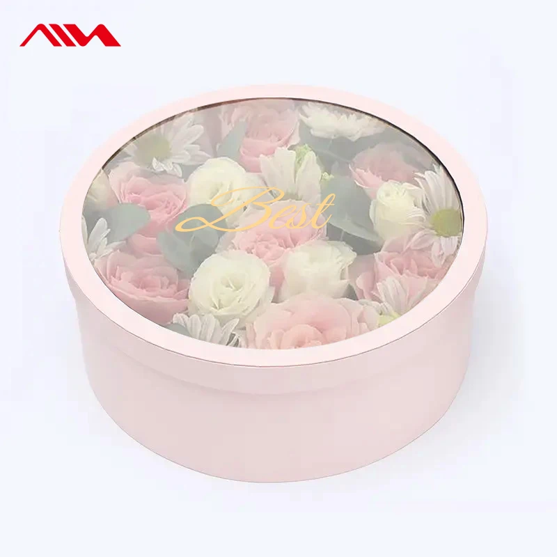 Personalized Velvet Flower Box Round Cardboard Flower Box For Rose Flower Packaging
