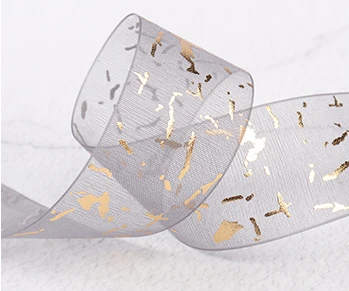 High Quality Gifts Snow Yarn Polyester Custom Printed Ribbon Grey Wholesale