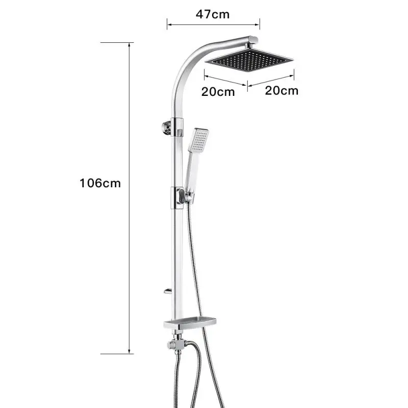 Holmine New Aluminum Alloy Shower Set with Soap Dish Hand Shower Set Thermostatic Faucets Mixer Shower