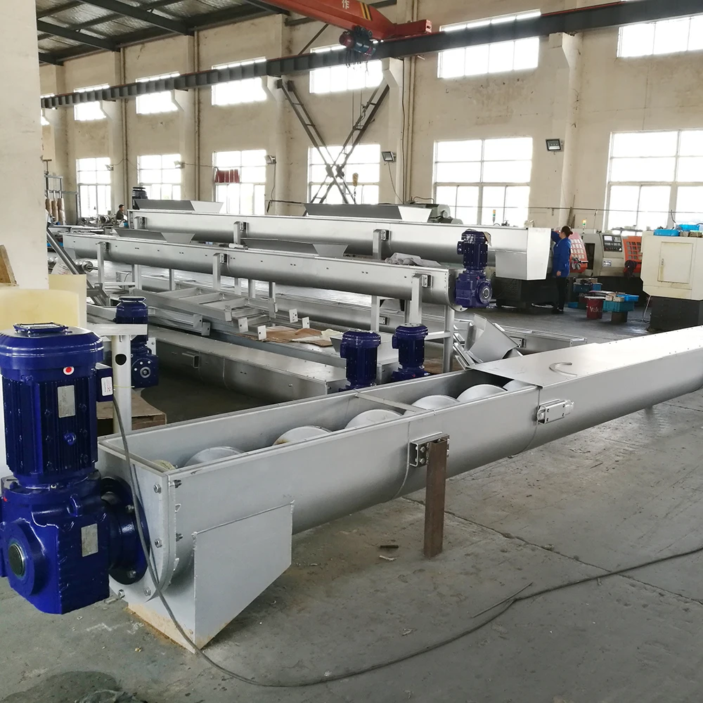 Shaftless stainless steel Sludge Cake inclined screw conveyor system for waste water treatment plant