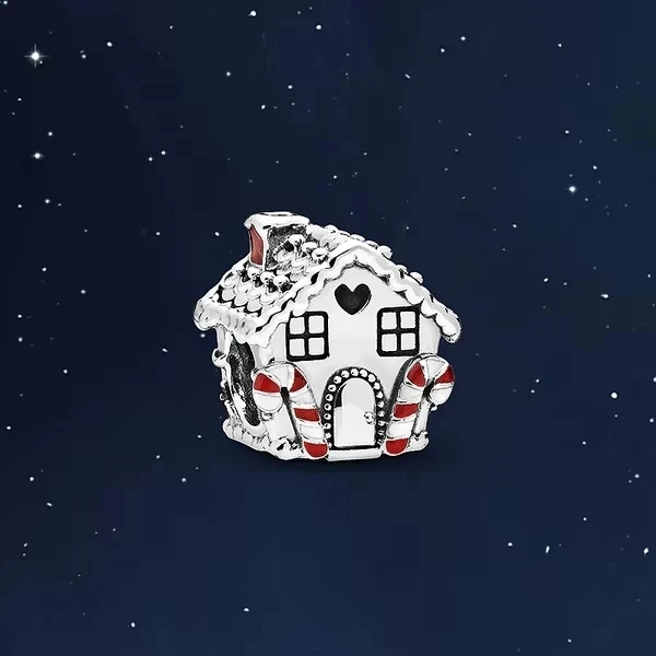 
Factory Wholesale S925 Sterling Silver Bracelet Charm Beaded Christmas House Strings 