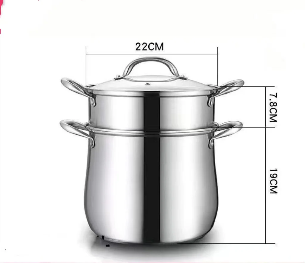 New Arrival Big soup pot 304 thick stainless steel compound bottom household soup pot induction cooker cooking pot large