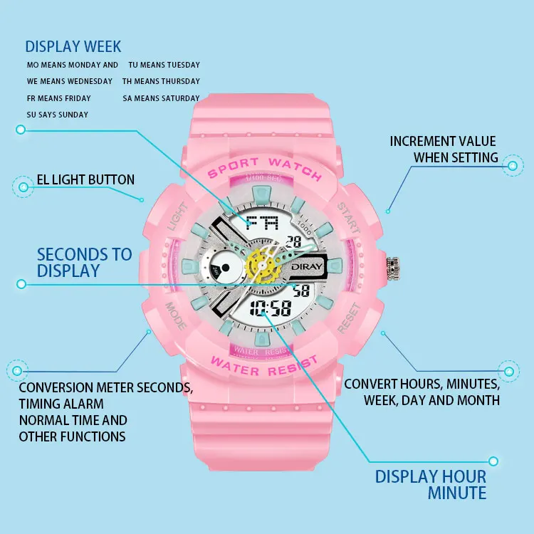 2021 DIRAY-216ADC branded watches brands women china sport watch for man