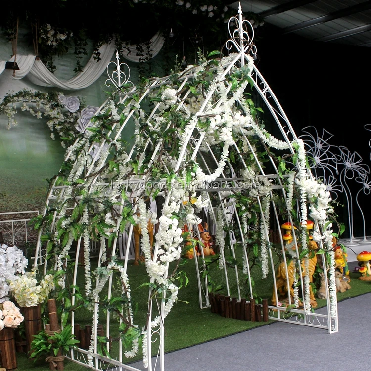 LDJ874 event party supplier large white wrought iron arch backdrop party decoration metal arch frame wedding