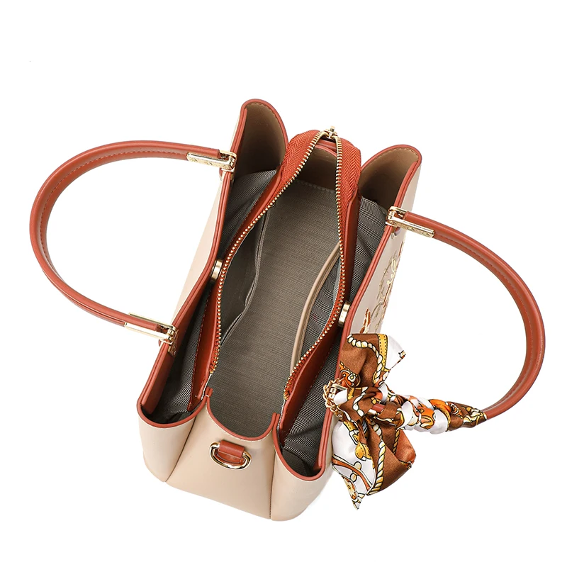 Guangzhou supplier high quality  embroidery PU leather apricot luxury purses and handbags new arrival crossbody bags