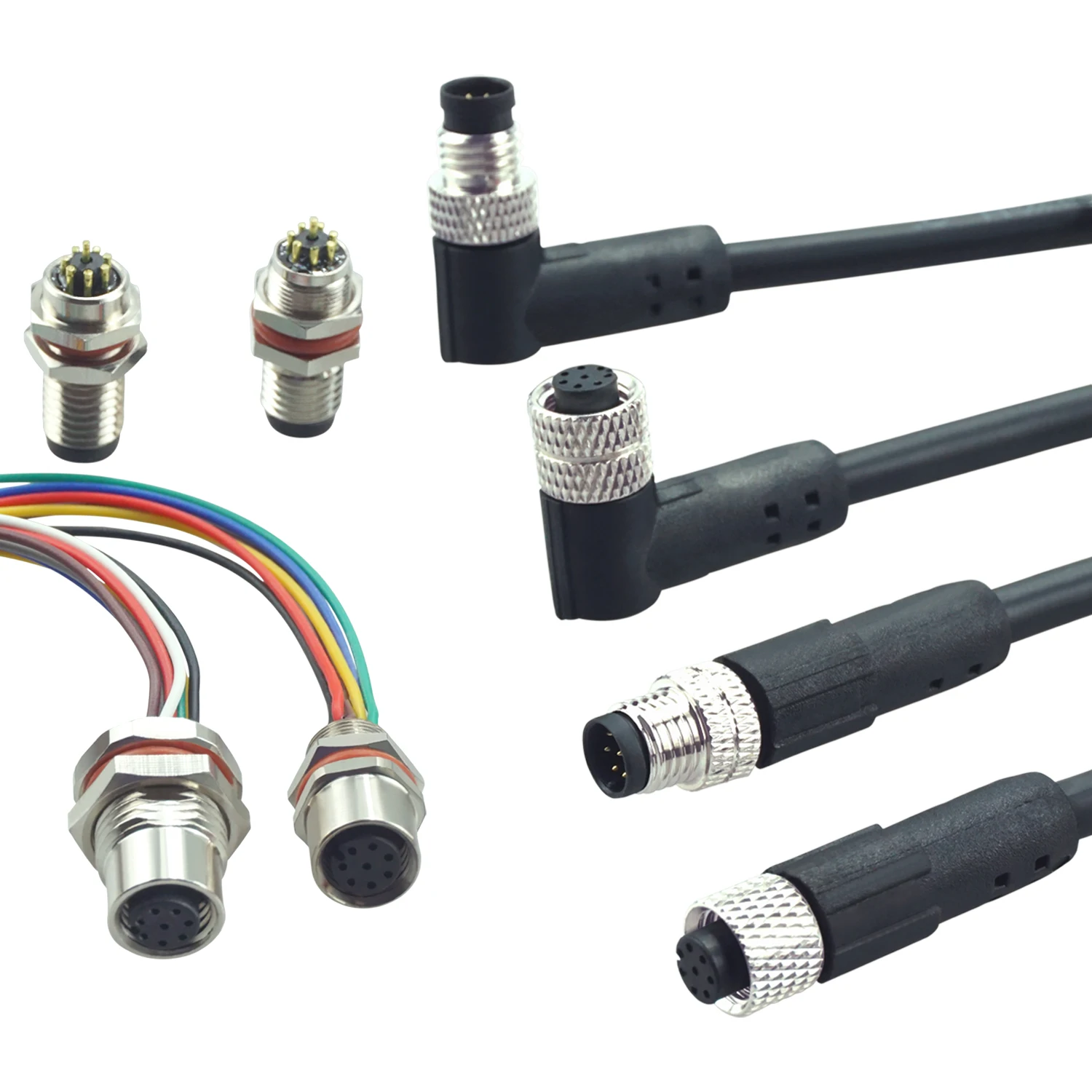 custom 3 5 6 12 17 pin m12 sensor 4 pin 8 pin connector m12 m8 cable electronics  wire connectors