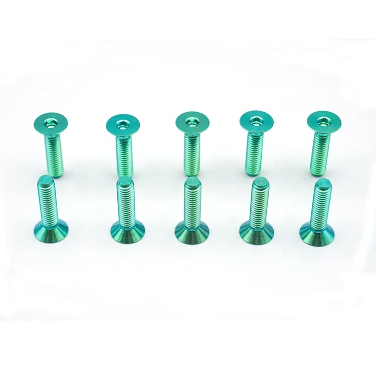 DIN7991 Gr5 Ti Titanium Anodized green Bolts Flat Head Countersunk Hex Screw