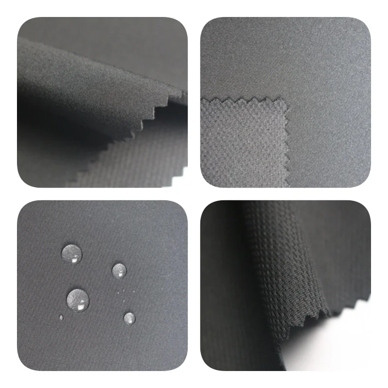 PS1/ROON8-4 60C REC 100D Recycle Poly Spandex bonded with Poly 75D bird eyes dobby fabric for jacket