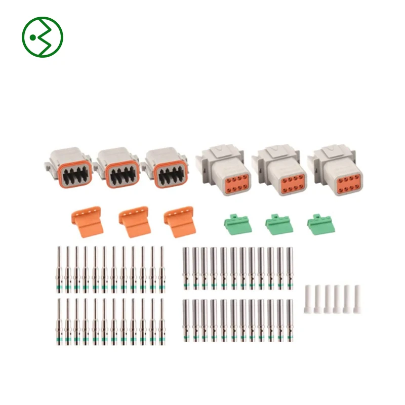 DT Connector Kit 8 Pin Gray Waterproof Connectors/16# DT Soild terminal with greenband serties(14 AWG)/Seal Plugs