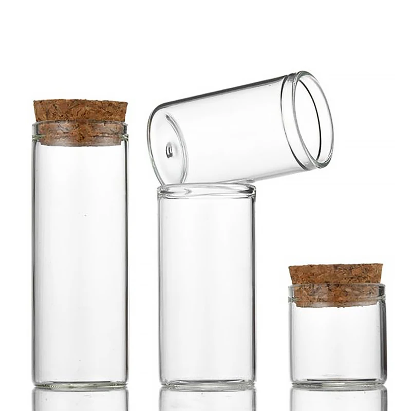 Wholesale Borosilicate 30ml 40ml 50ml 60ml 80ml 100ml Clear Tubular Vial Glass Test Tube Vial With Cork Stopper