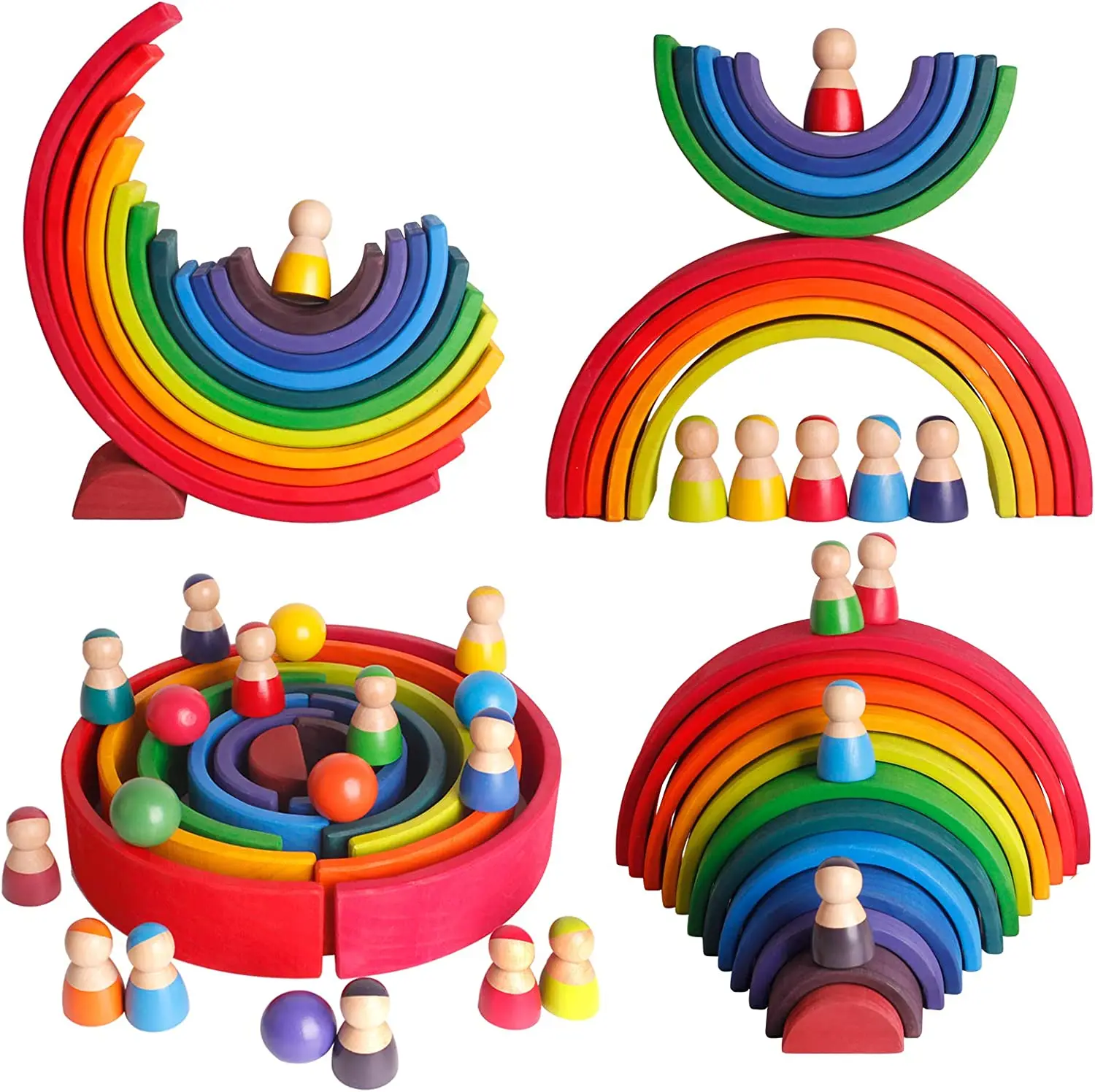 WANHUA rainbow tower sets stacking blocks toys montessori kids montessori toys for baby