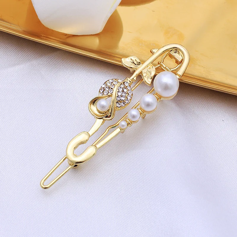 BELLEGIRL Korean attractive pearl metal hair clips accessories women elegant rhinestone bow frog grips hair pins