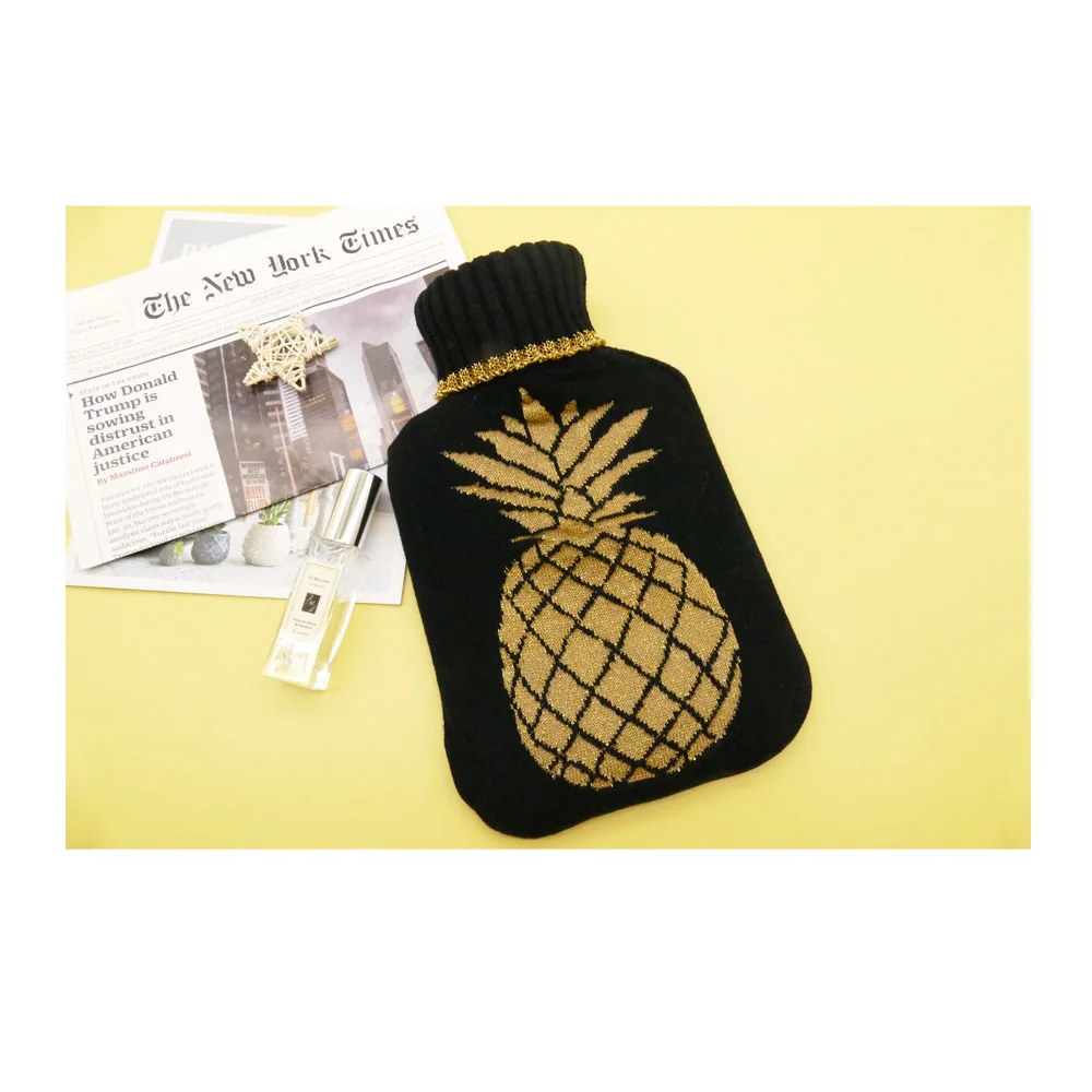750ml 1000ml 1500ml 2000ml warm hot water bottle with cotton black pineapple