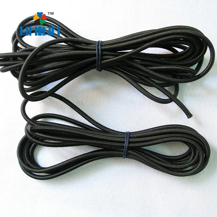 High quality 4 5 6 7 8mm black nylon stretch string elastic rope for yoga pull rope or fitness tie down trailer strap
