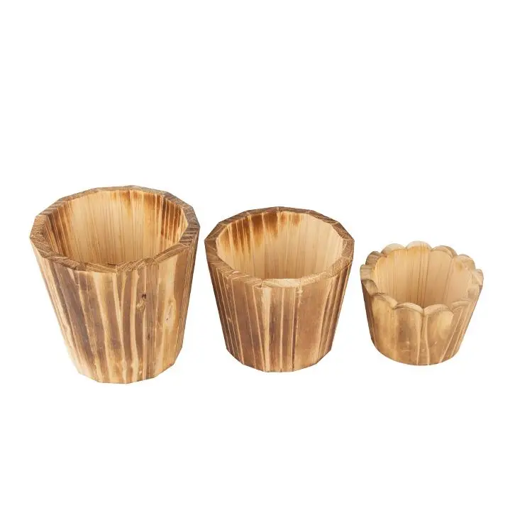 Hot sale customized round wooden decorative bucket flower bucket