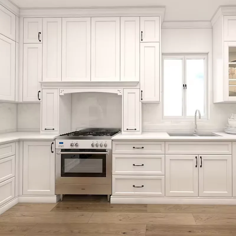 Contemporary Modular Kitchen Cabinet Set with High Gloss Lacquer and Solid Wood Features Bathroom Cabinets