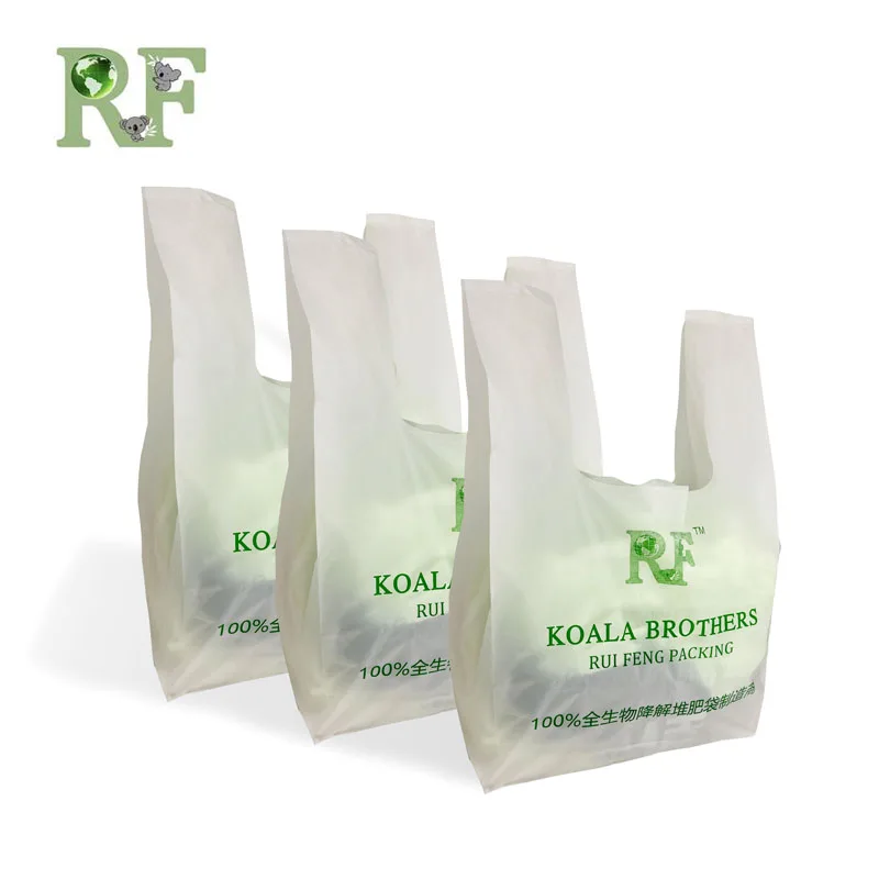 OK compost 100%  biodegradable t-shirt bag eco friendly bioplastic vest  shopping bag for supermarket