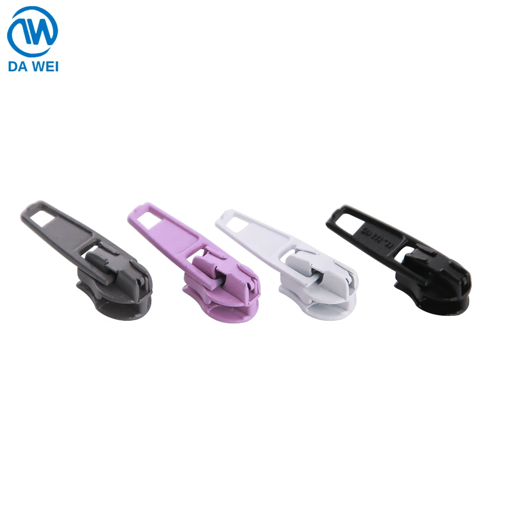 Dawei brand non lock zipper slider auto lock zipslider multi-color custom size slider for nylon zipper DIY garment accessory