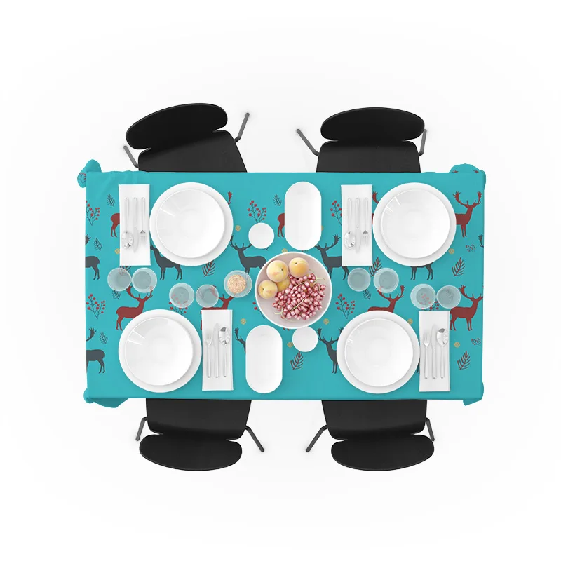 
 100% полиэстер водонепроницаемая прямоугольная цифровая печать практичная прочная и износостойкая скатерть Рождественская серия  