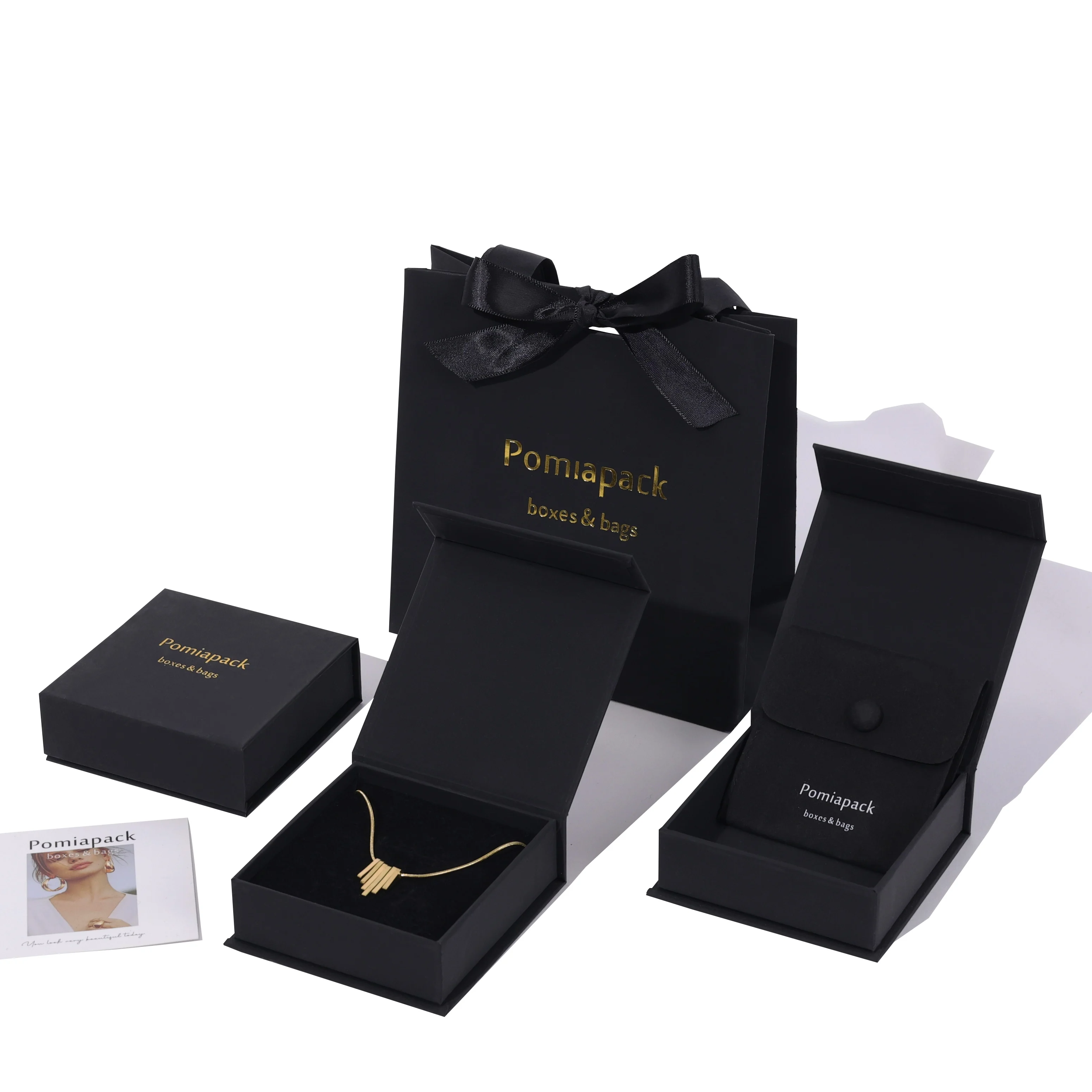 2024 коробка для ювелирных изделий черного цвета с логотипом на заказ, магнитная Подарочная коробка для ювелирных изделий, экологичная Упаковка для ювелирных изделий