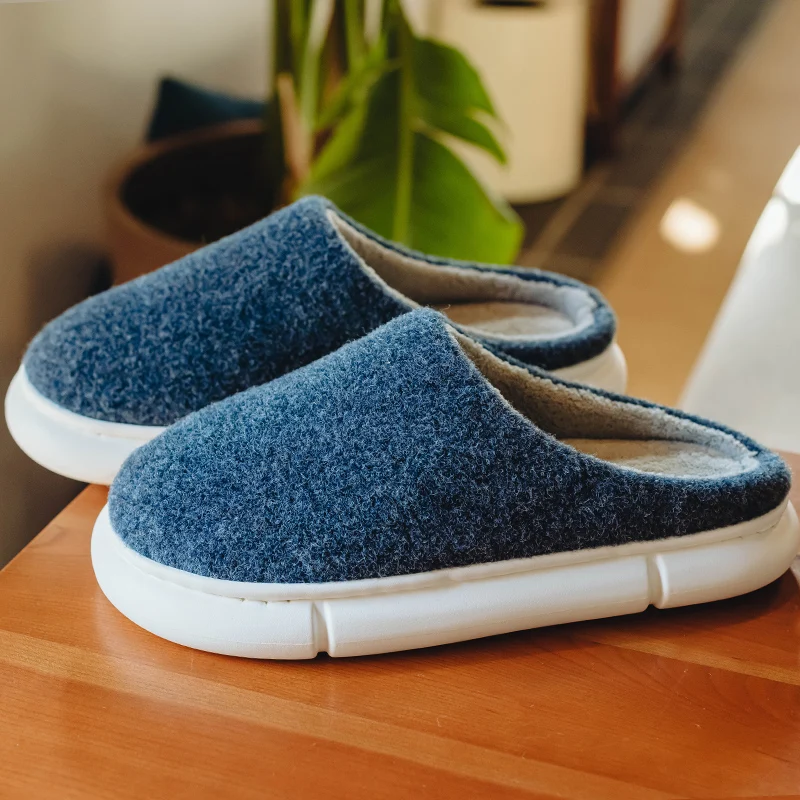 
Memory Foam Slippers for Men Women Winter Platform Felt Anti-Slip Warm Home Shoes Slippers 