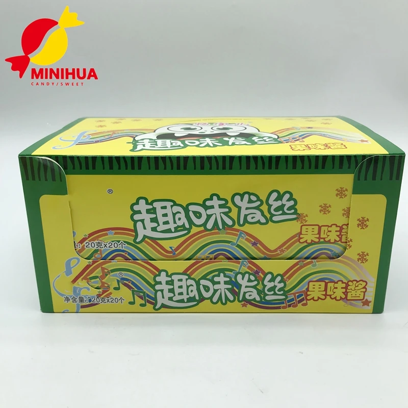 Wholesale Hair shape halal fruit flavor jelly Crazy hair soft edible liquid jam candy gummy