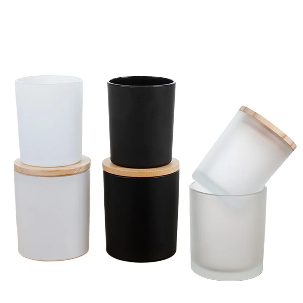 Customized Container Scented Candle Making DIY Jar with Lid Frosting Glass Candle Holders for Home Decoration Luxury Candle Jars