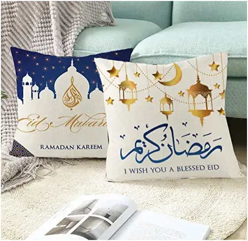 Наволочки в виде звезд и Луны белые синие Квадратные наволочки Eid Mubarak для диванных подушек Рамадан украшения дивана 2023