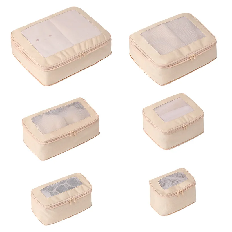 Customizable Lightweight Rpet Fabric Flight Travel Accessories Packing Cubes Set With Zippers Travel Accessory