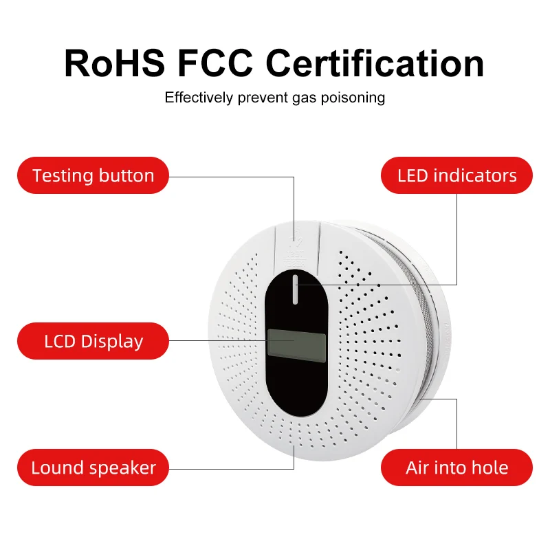 10 Years Wireless Fire Loud Siren Sensor Wholesale CO Gas Detectors Sensor Carbon Monoxide & Smoke Alarm Fire Alarm Bell System