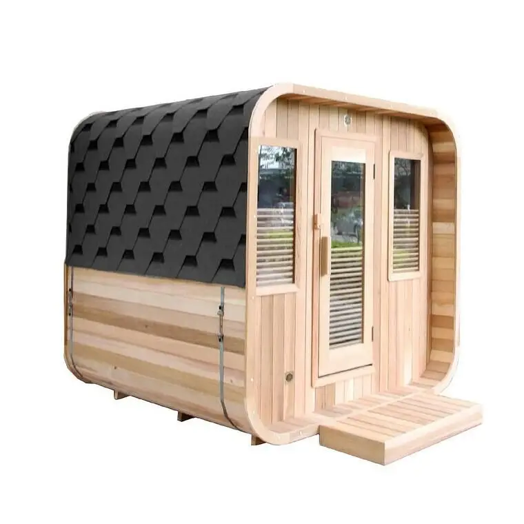 New design 4-6 person outdoor Wet Steam sauna room with Harvia sauna stove and Tempered Glass Door