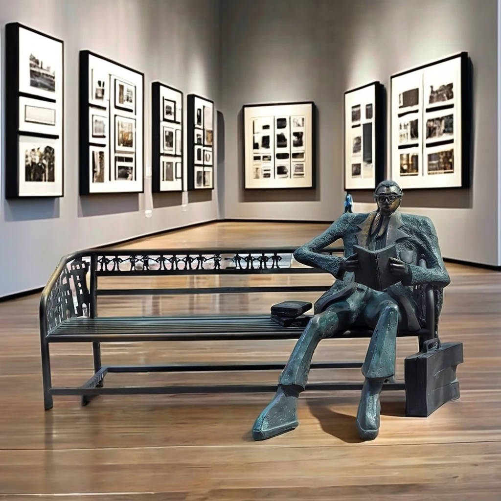 outdoor decoration life size copper figure metal bronze statue bronze man on bench sculpture