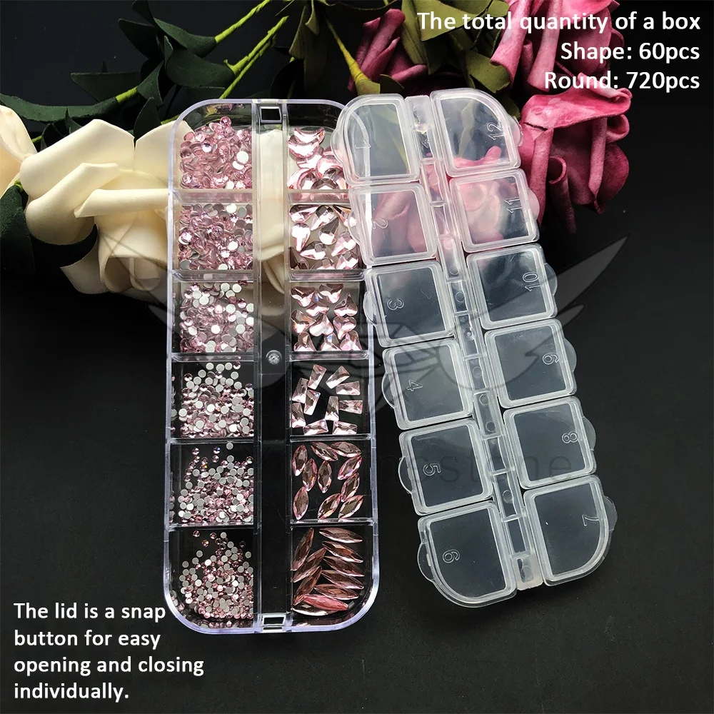 CY Light Rose Wholesaler New Design Bulk Big For Rhinestones Crystal Nail Box