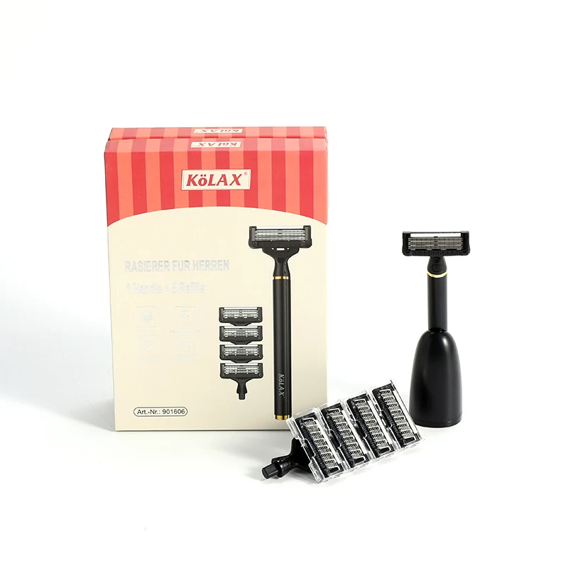 kolax brand metal handle new design  for men stainless steel 6 blades shaving razor
