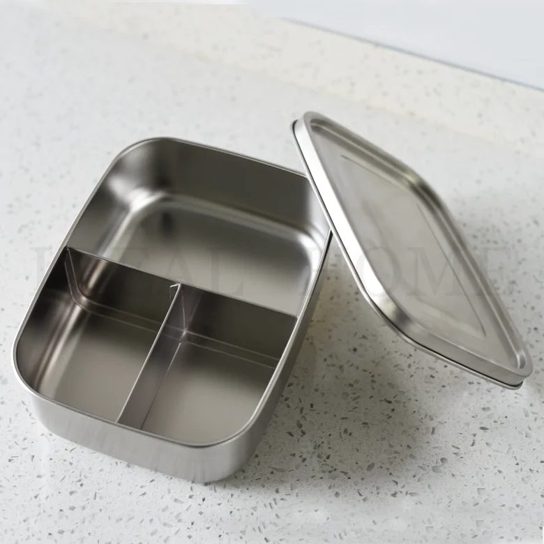Stainless Steel Bento Lunch Box LARGE 3 Sections and Two Sides Durable Perfect Lunch Box for Kids Adults Office