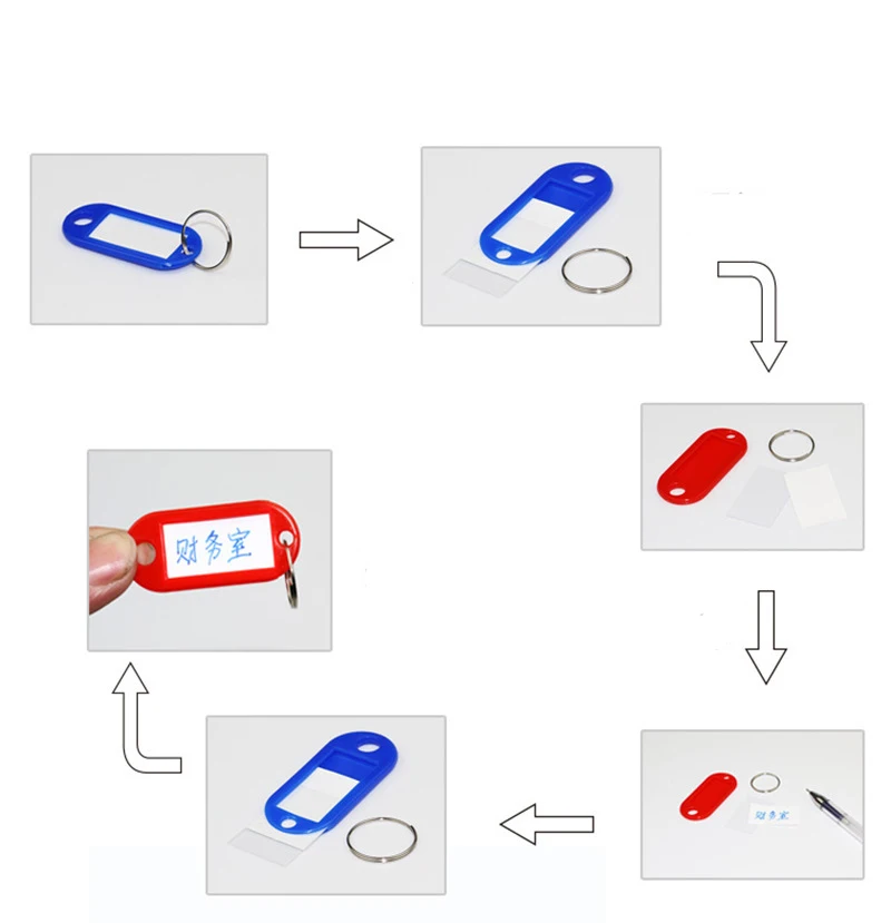 Custom Cheap Mix Color Plastic Hotel Id Label Name Keychains Key Tags With Ring