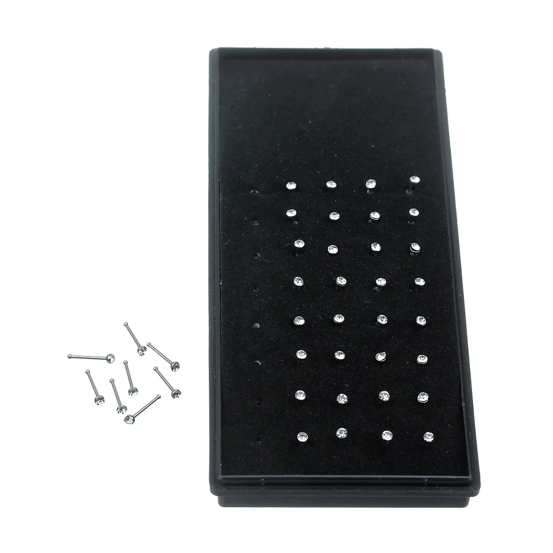 40Pcs/Set Nose Ring Fashion Body Jewelry Nose Ring Studs Diamond Ear Bone Nail Nose Stud Stainless Steel Piercing Jewelry