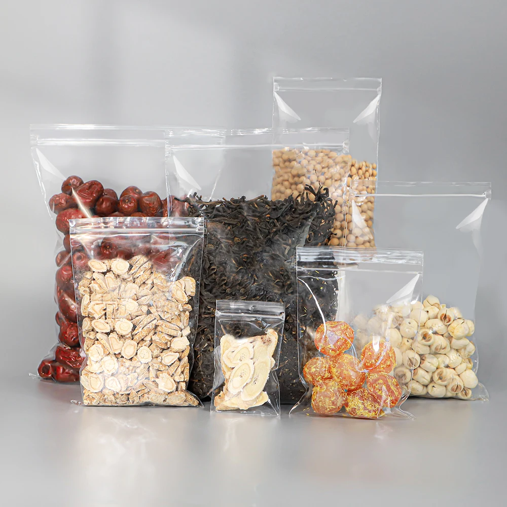 Provide high quality sample ziplock packaging custom size transparent pp food grade plastic bag with logo