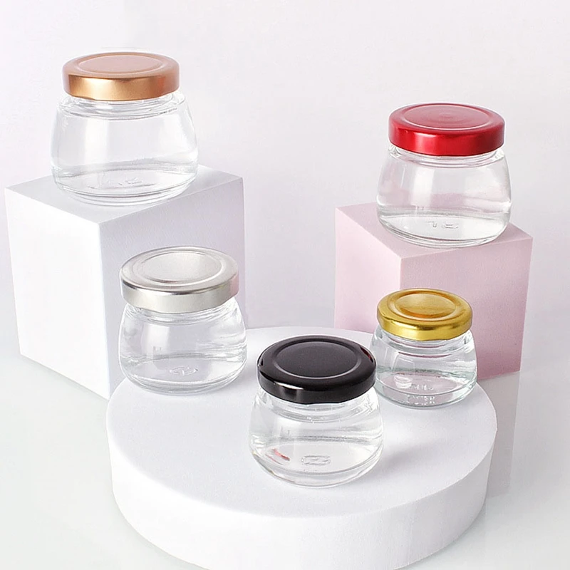 Factory Price 25ml 30ml 50ml 70ml 100ml Mini Glass Honey Jar Container Small Bottle Glass For Jam Spice Packing With Metal Lid