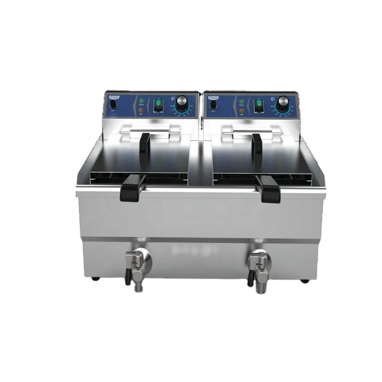 CE 10L+10L Large capacity double tank Potato chips commercial electric fryer deep fryer machine with 2 baskets