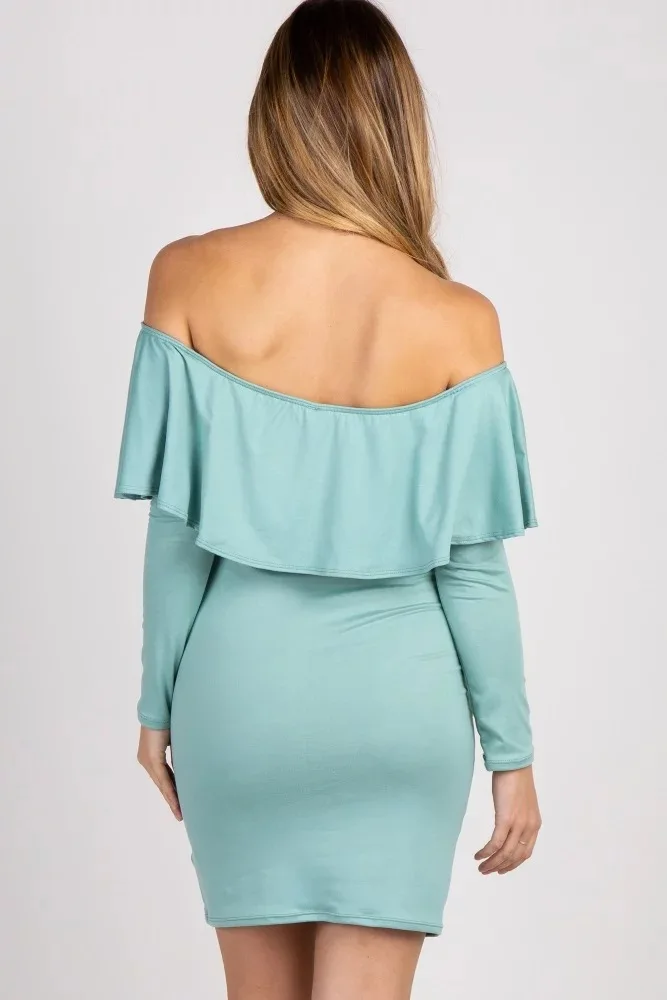 Wholesale Summer Womens Maternity Dresses For Shoulderless Solid Maternity Pregnancy Bodycon Dress