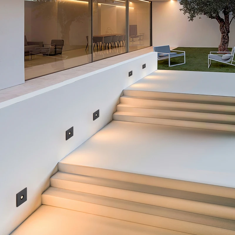 Aluminium modern staircase mini wall lamp waterproof  IP65 square 3W step light led stair lighting