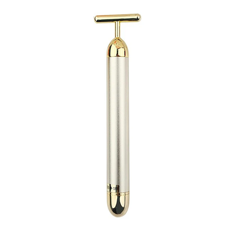 Private Label Skin Care Device Lip Roller Eye Wand Gold Energy Beauty Bar Electric Face Massager Vibrating Facial Lifting Tool