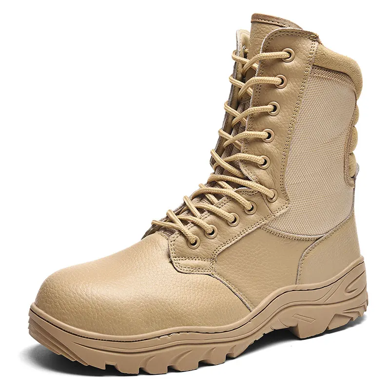 
Men Steel toes Military Tactical Boots Winter Leather Special Force Desert Ankle Combat Boots Army Footwear 