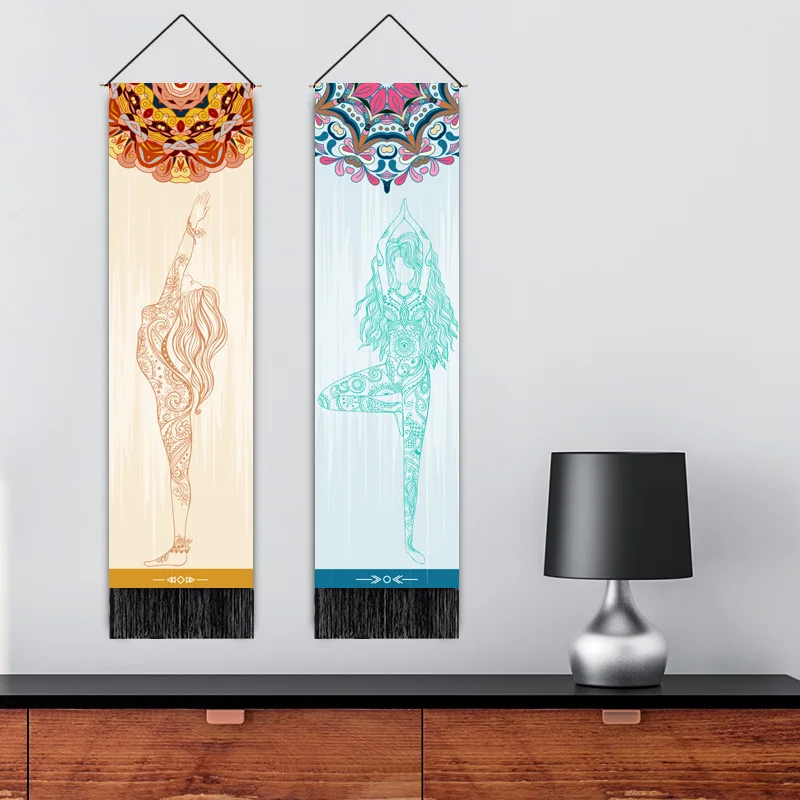 Custom Indian Hippie Elephant Yoga Meditation Goddess Long Tapestry Vertical Wall Hanging with Tassel